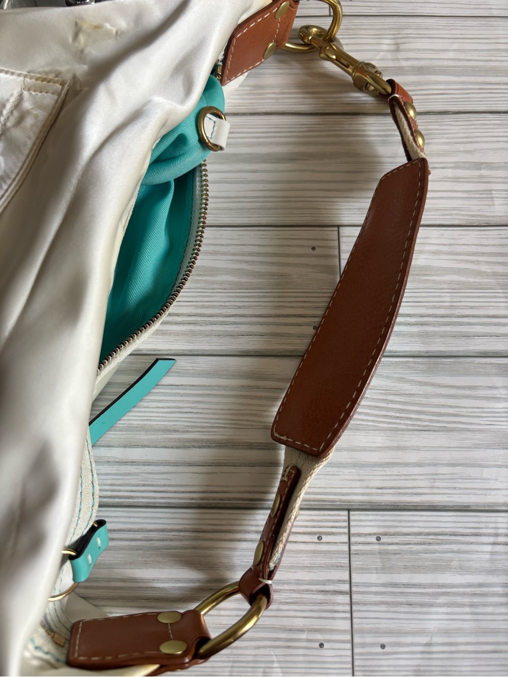 Vintage Y2K Coach Ivory Satin Hampton Shoulder Hobo Bag - Picture 12 of 15